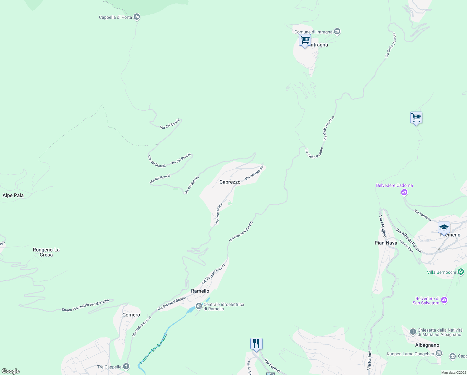 map of restaurants, bars, coffee shops, grocery stores, and more near 1 Via Umberto I in Caprezzo