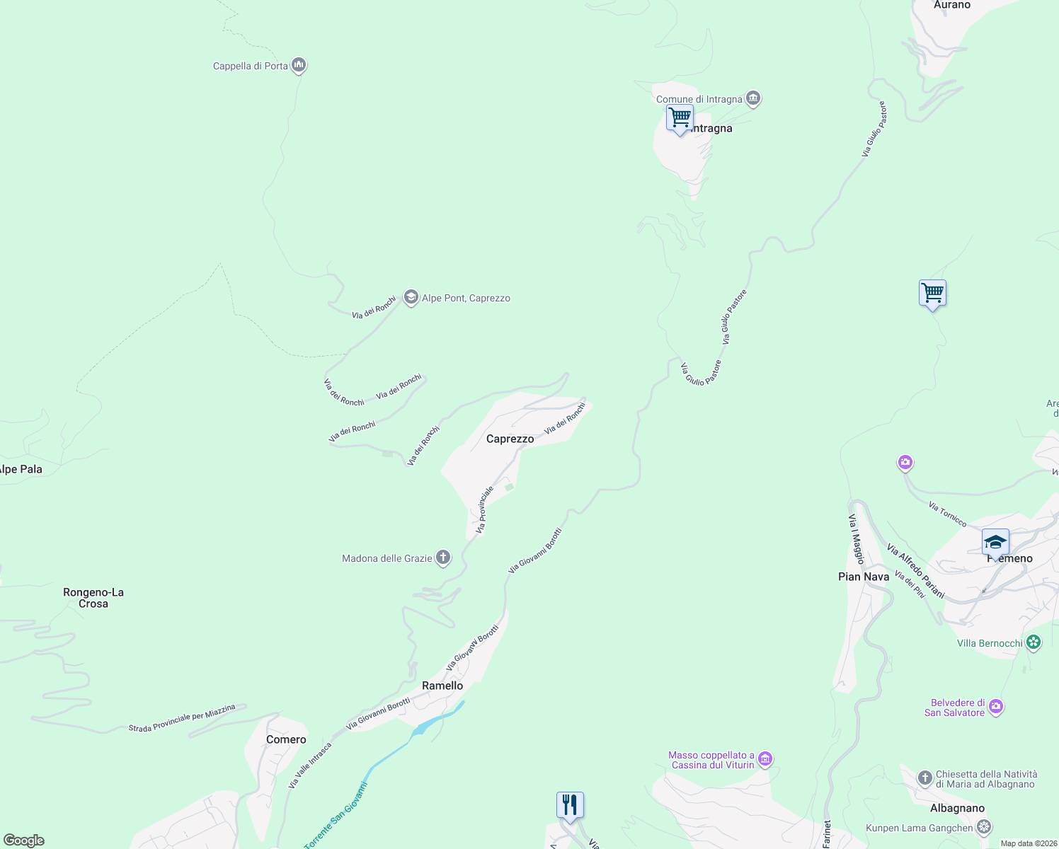 map of restaurants, bars, coffee shops, grocery stores, and more near 4 Via Alessandro Manzoni in Caprezzo
