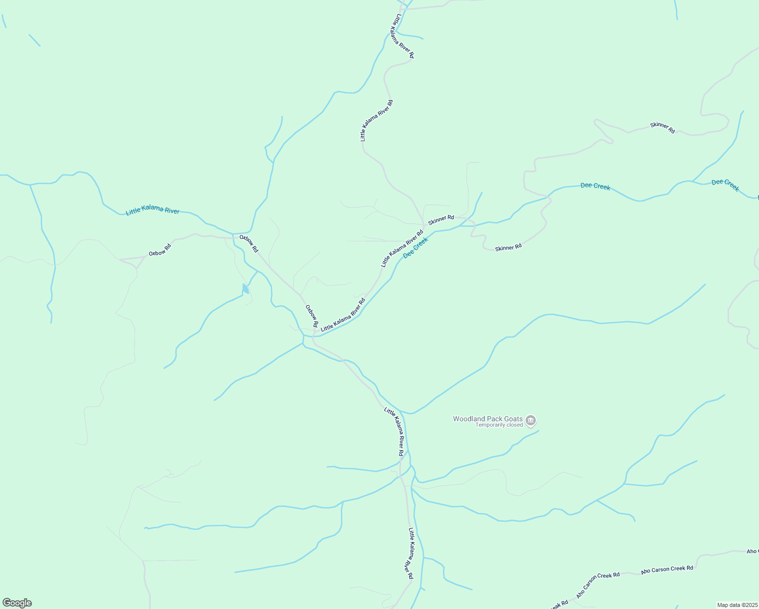 map of restaurants, bars, coffee shops, grocery stores, and more near 2402 Little Kalama River Road in Woodland