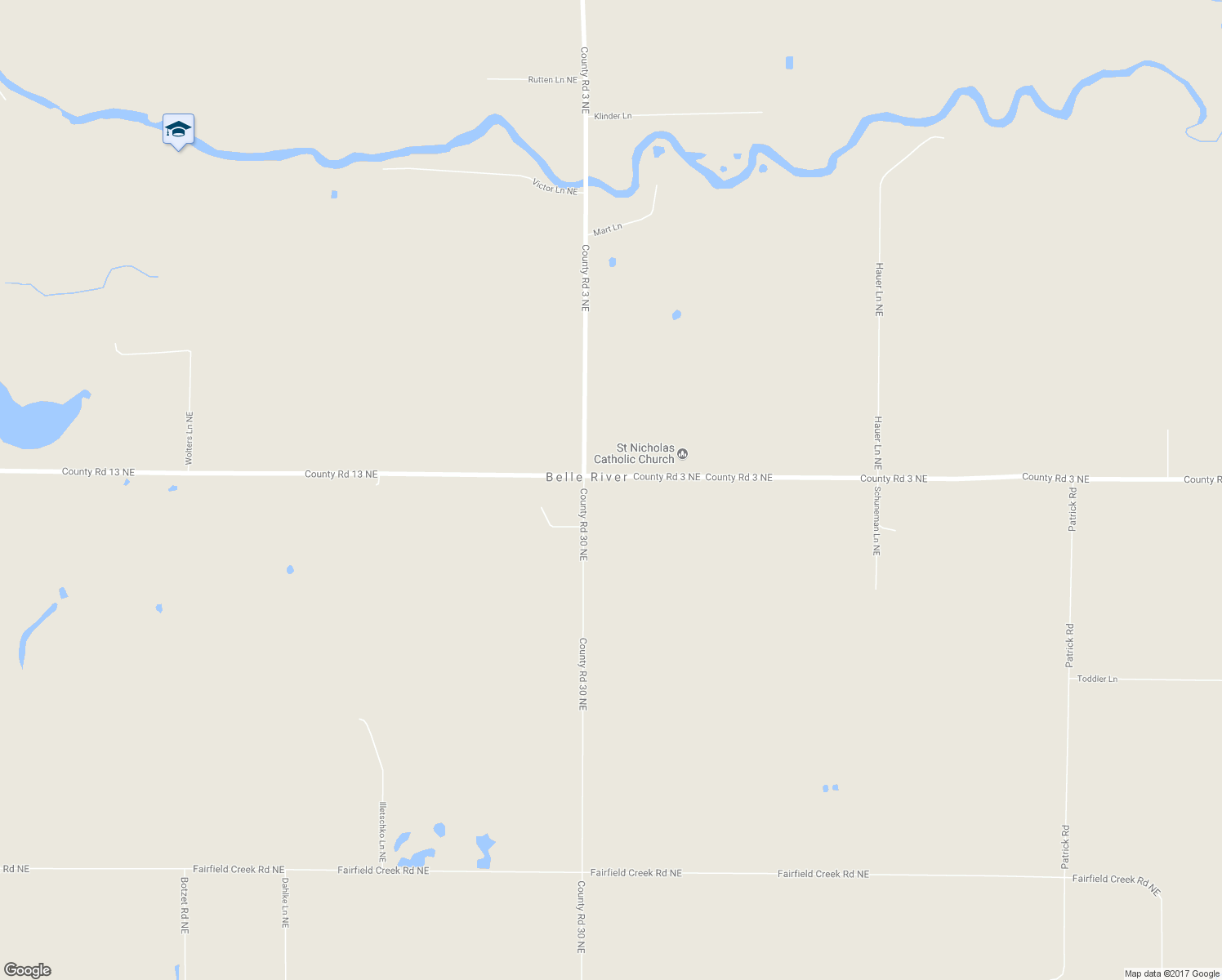 map of restaurants, bars, coffee shops, grocery stores, and more near 10780 County Road 30 Northeast in Carlos