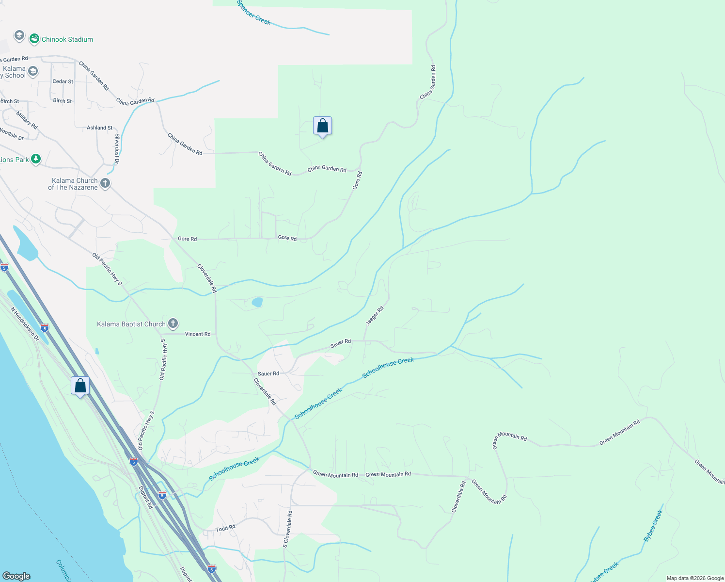 map of restaurants, bars, coffee shops, grocery stores, and more near 276 Champion Road in Kalama