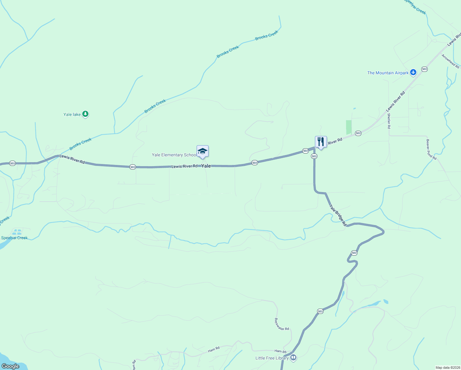 map of restaurants, bars, coffee shops, grocery stores, and more near 11909 Lewis River Road in Ariel