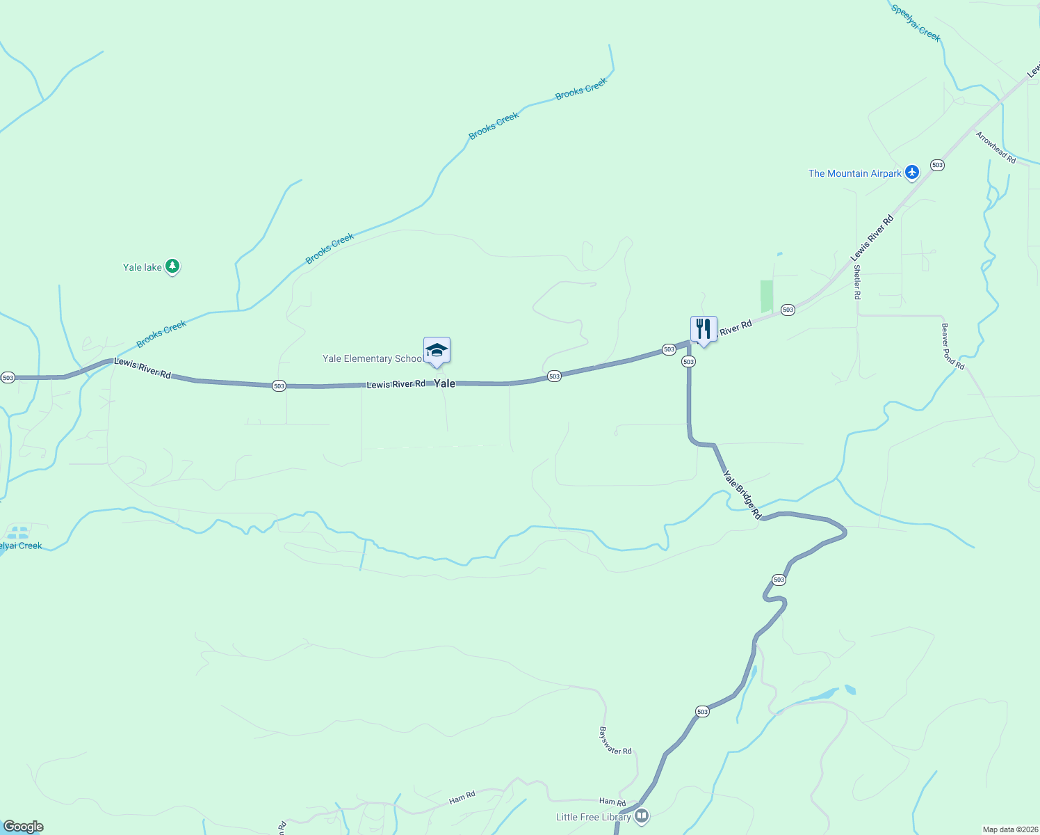 map of restaurants, bars, coffee shops, grocery stores, and more near 11901 Lewis River Rd in Ariel
