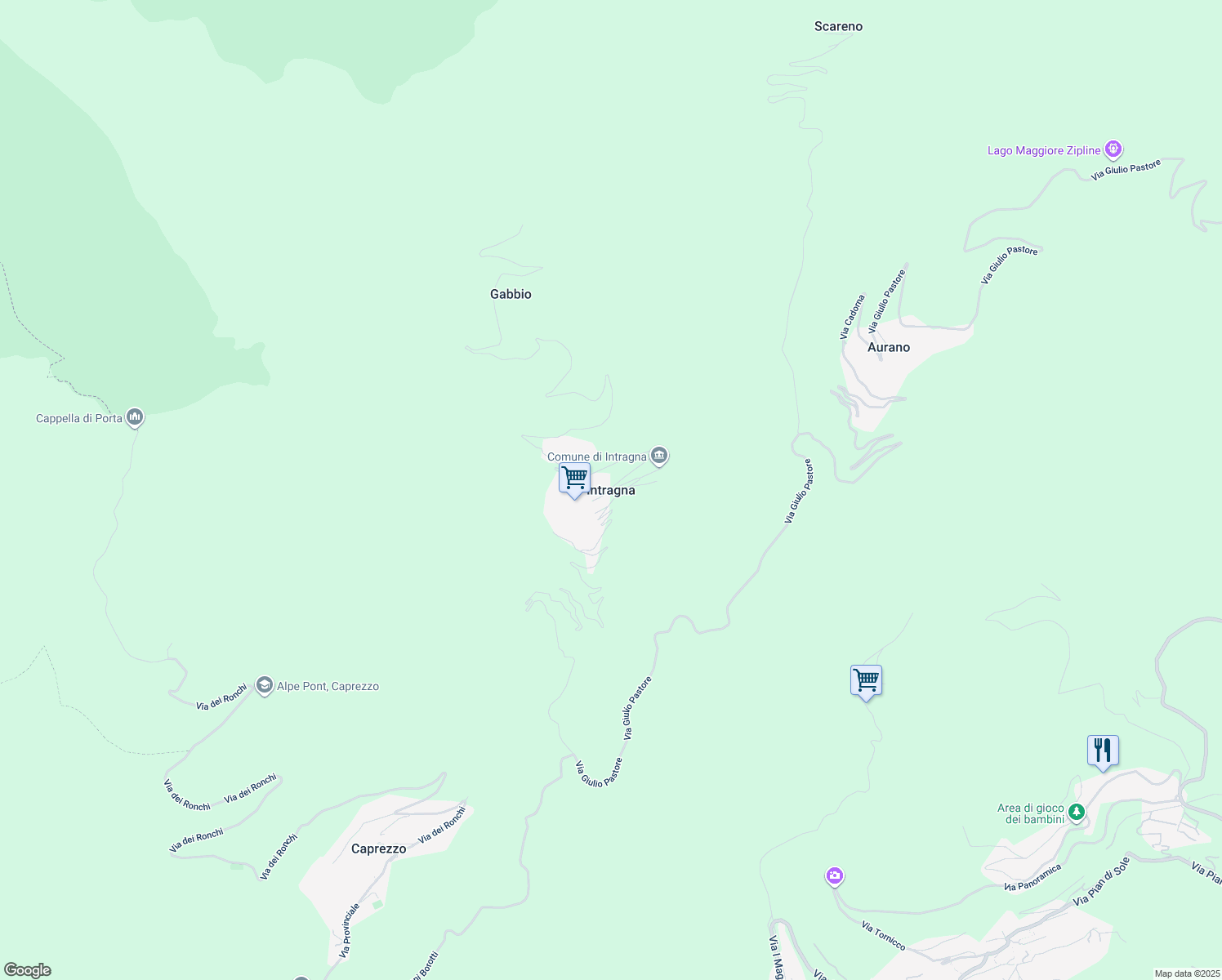 map of restaurants, bars, coffee shops, grocery stores, and more near in Intragna
