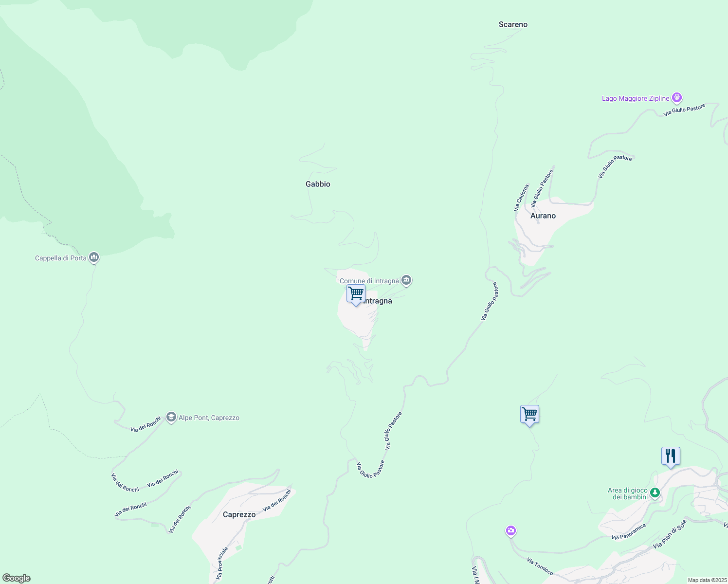 map of restaurants, bars, coffee shops, grocery stores, and more near 13 Via Case Garoni in Intragna