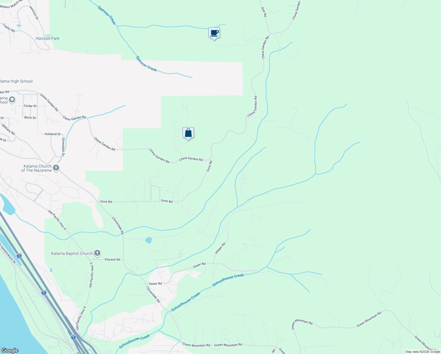 map of restaurants, bars, coffee shops, grocery stores, and more near 711 Gore Rd in Kalama