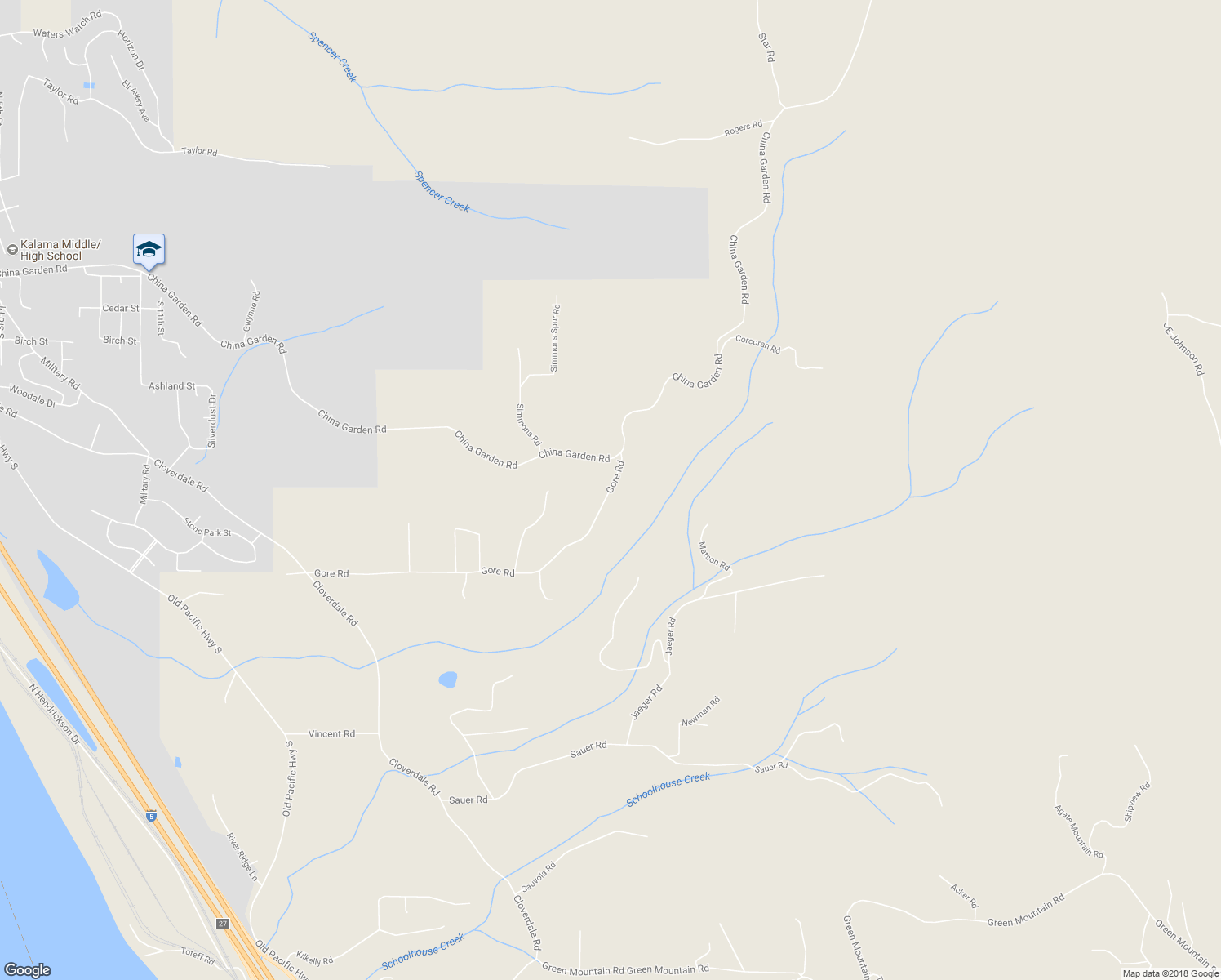 map of restaurants, bars, coffee shops, grocery stores, and more near 716 Gore Road in Kalama