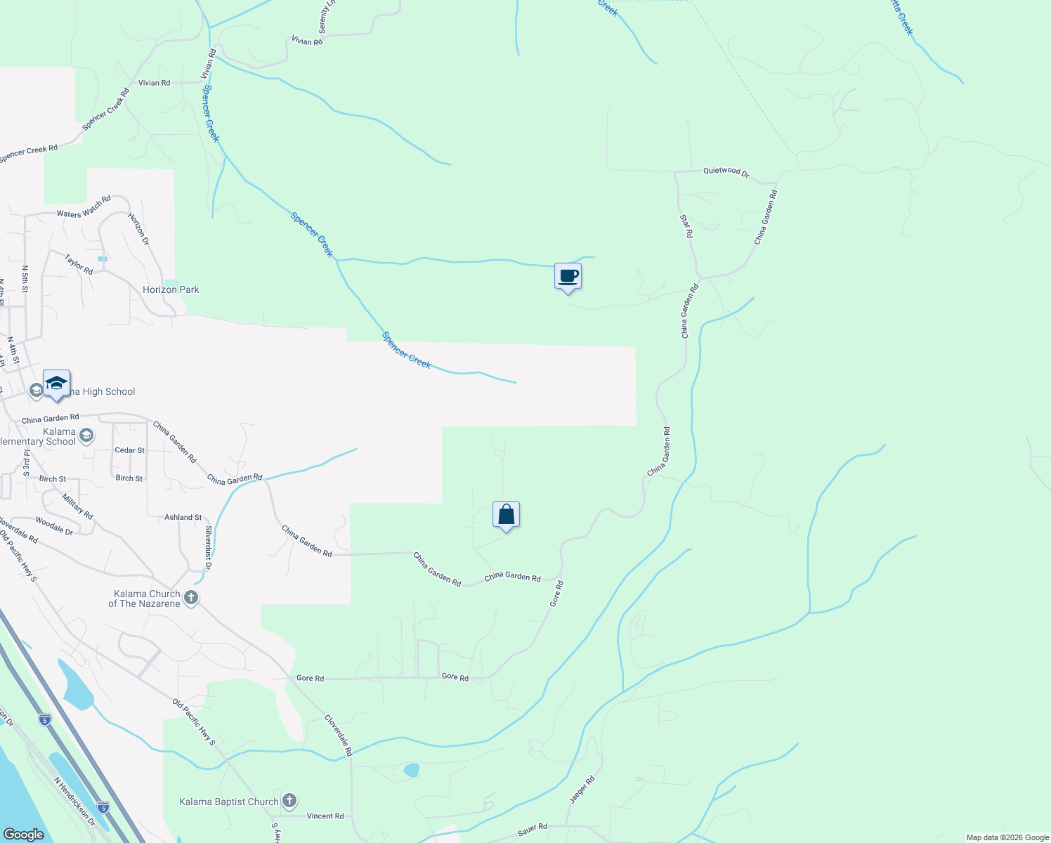 map of restaurants, bars, coffee shops, grocery stores, and more near in Kalama
