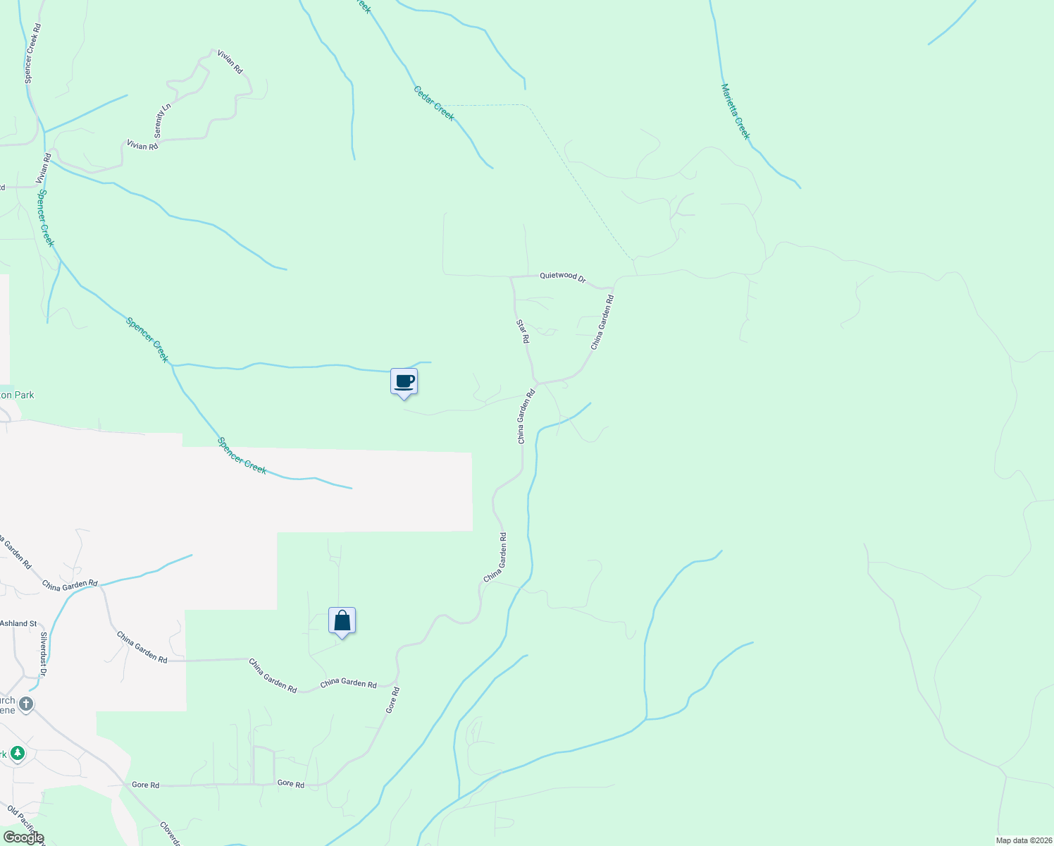 map of restaurants, bars, coffee shops, grocery stores, and more near 1917 China Garden Road in Kalama