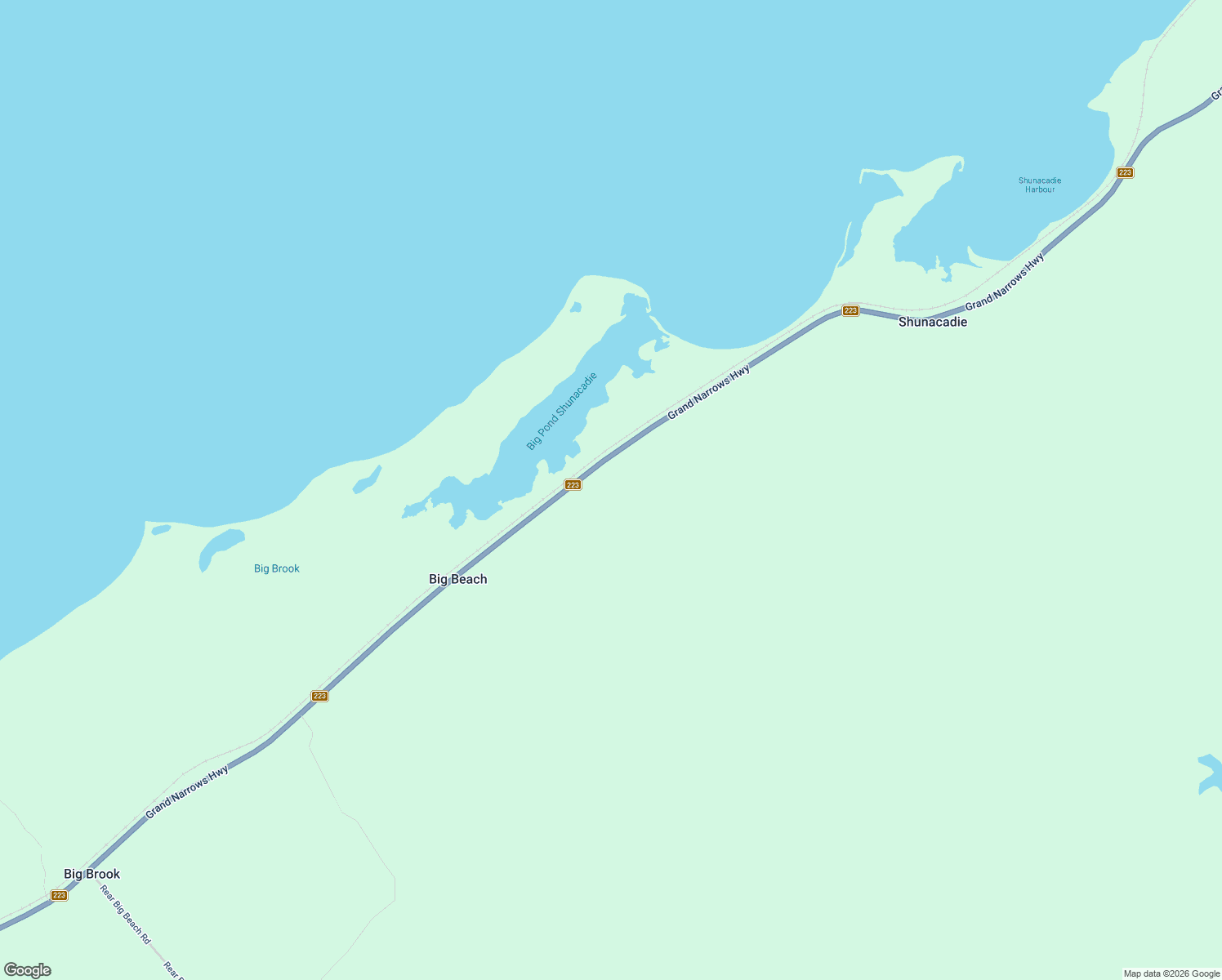 map of restaurants, bars, coffee shops, grocery stores, and more near 6935 Grand Narrows Highway in Big Beach