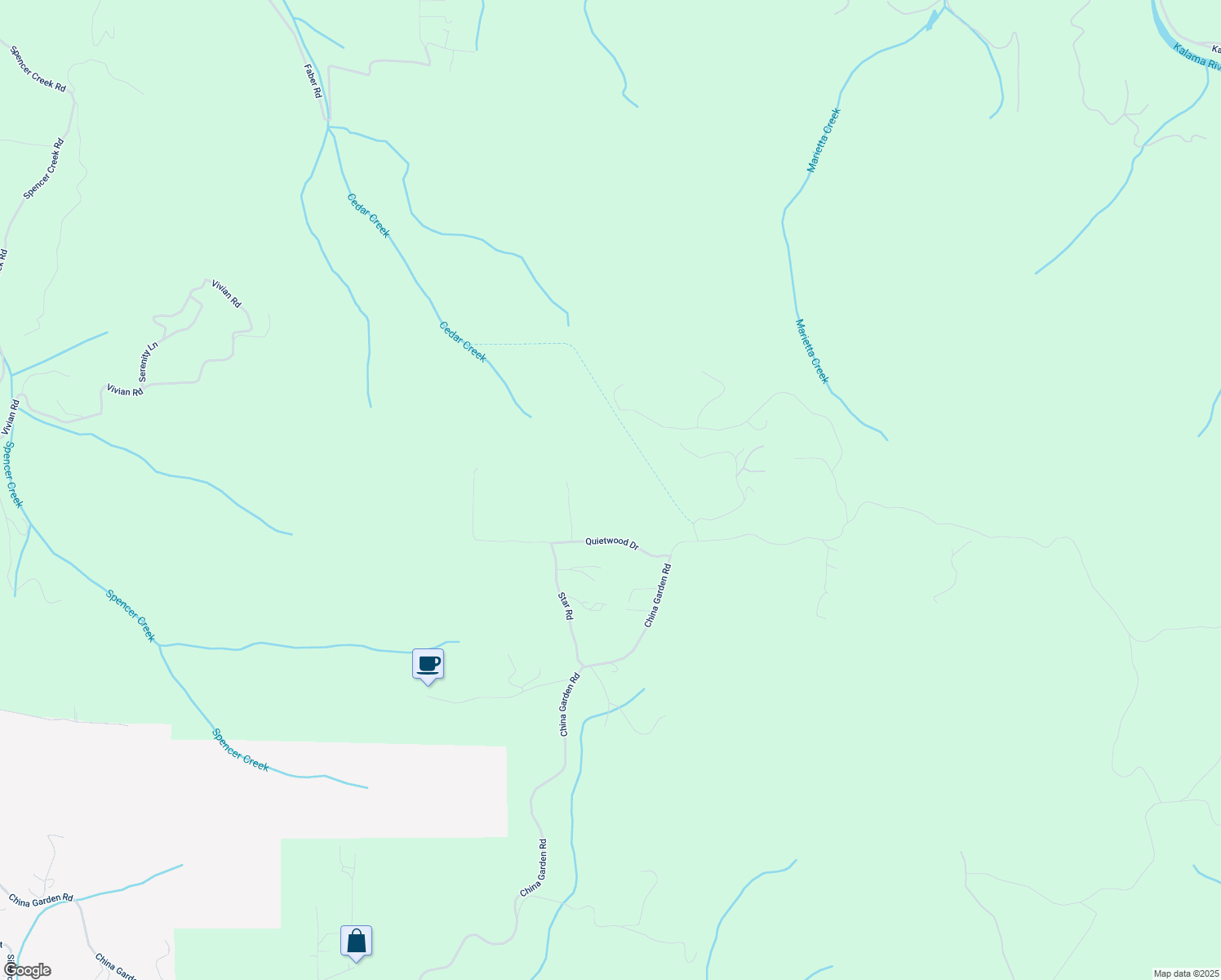 map of restaurants, bars, coffee shops, grocery stores, and more near 250 Quietwood Drive in Kalama