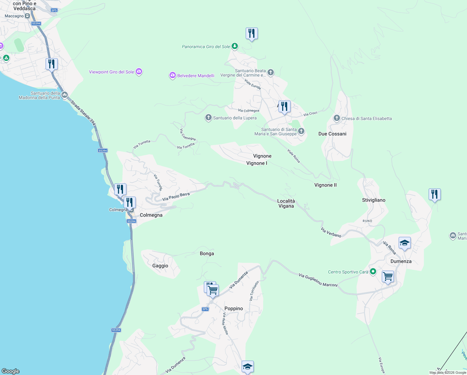 map of restaurants, bars, coffee shops, grocery stores, and more near 2 Località Sant'Orsola in Provincia di Varese