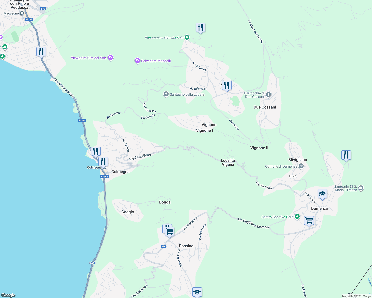 map of restaurants, bars, coffee shops, grocery stores, and more near 2 Località Sant'Orsola in Provincia di Varese