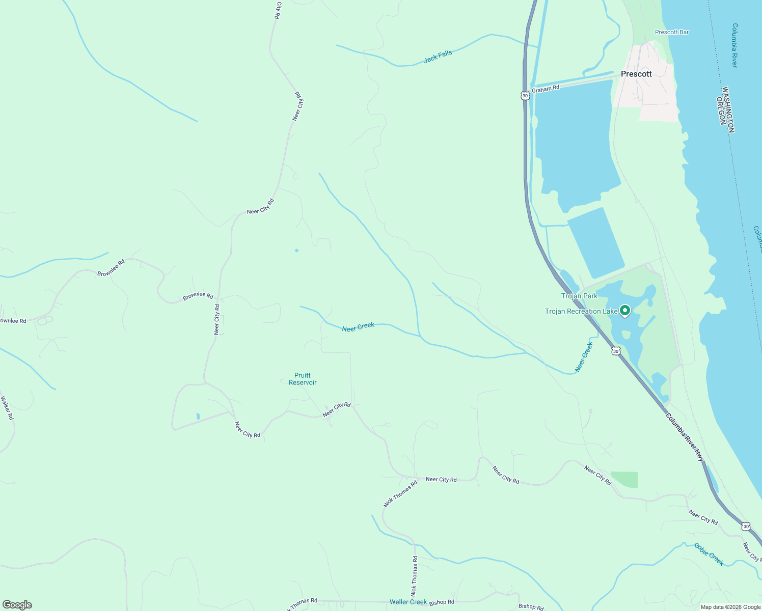 map of restaurants, bars, coffee shops, grocery stores, and more near 71572 Pruitt Road in Rainier