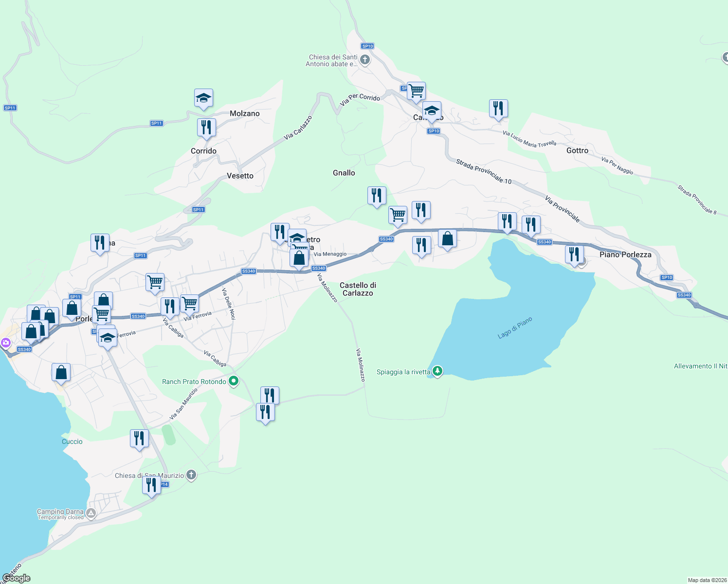 map of restaurants, bars, coffee shops, grocery stores, and more near 7 Via Castello in Castello