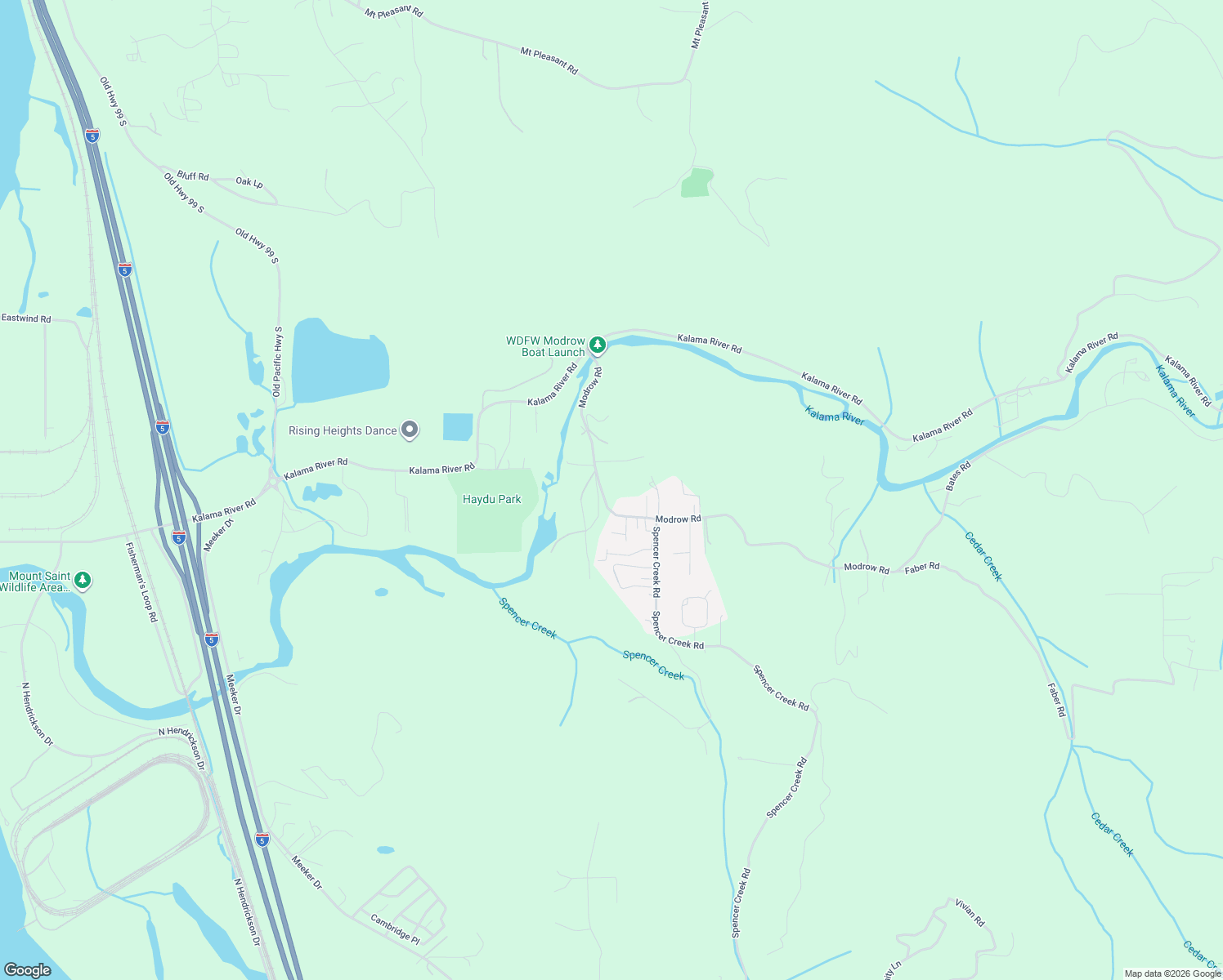 map of restaurants, bars, coffee shops, grocery stores, and more near 300 Modrow Road in Kalama