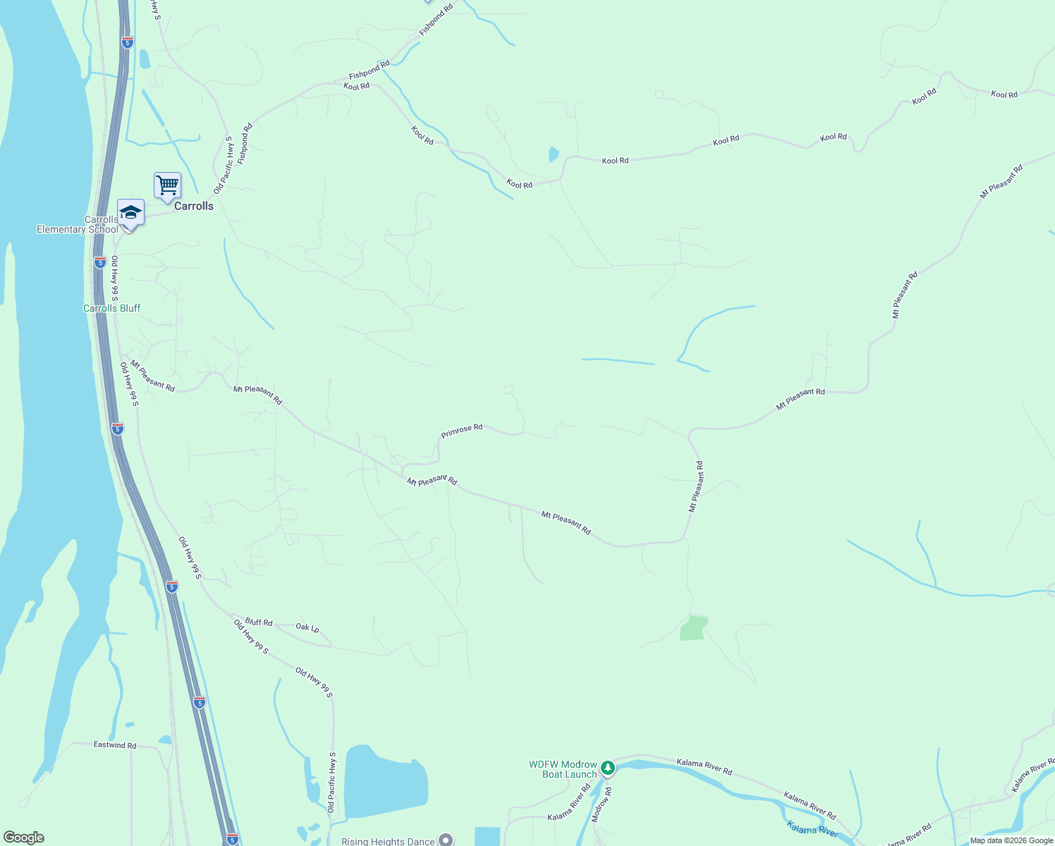 map of restaurants, bars, coffee shops, grocery stores, and more near 230 Primrose Rd in Kelso