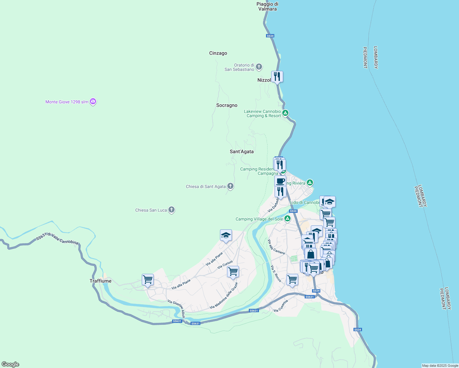 map of restaurants, bars, coffee shops, grocery stores, and more near 42 Via G. Verdi in Sant'Agata