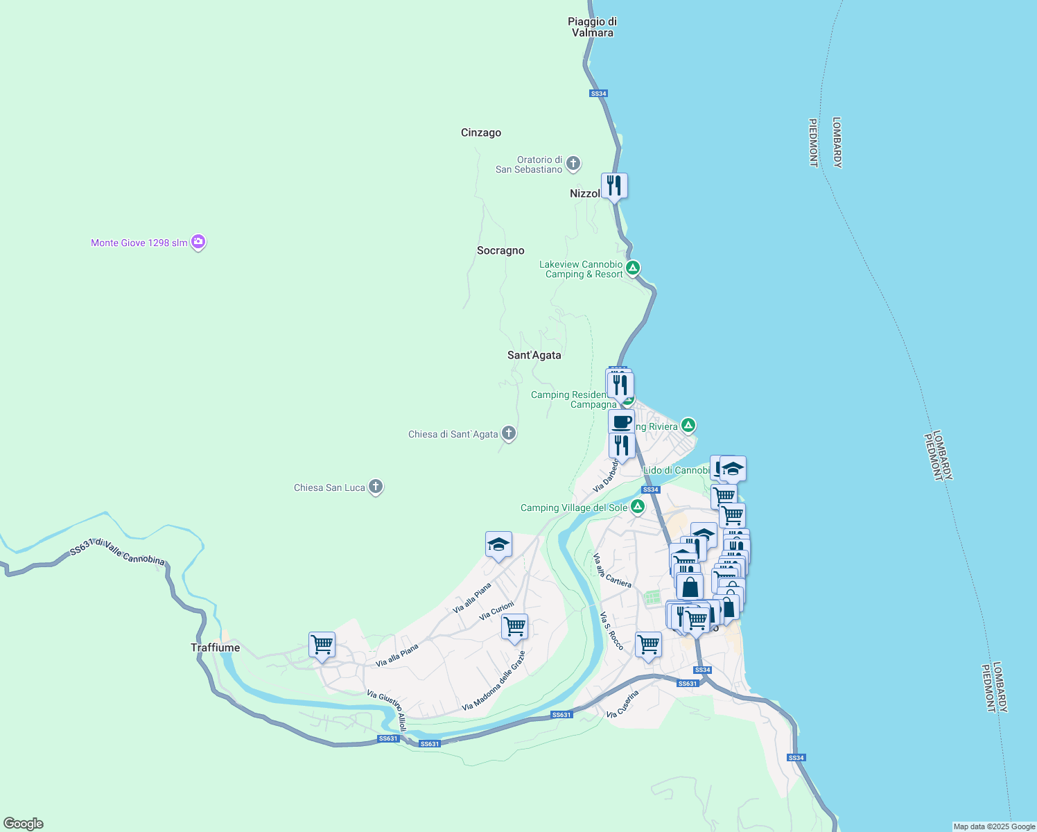 map of restaurants, bars, coffee shops, grocery stores, and more near 42 Via G. Verdi in Sant'Agata