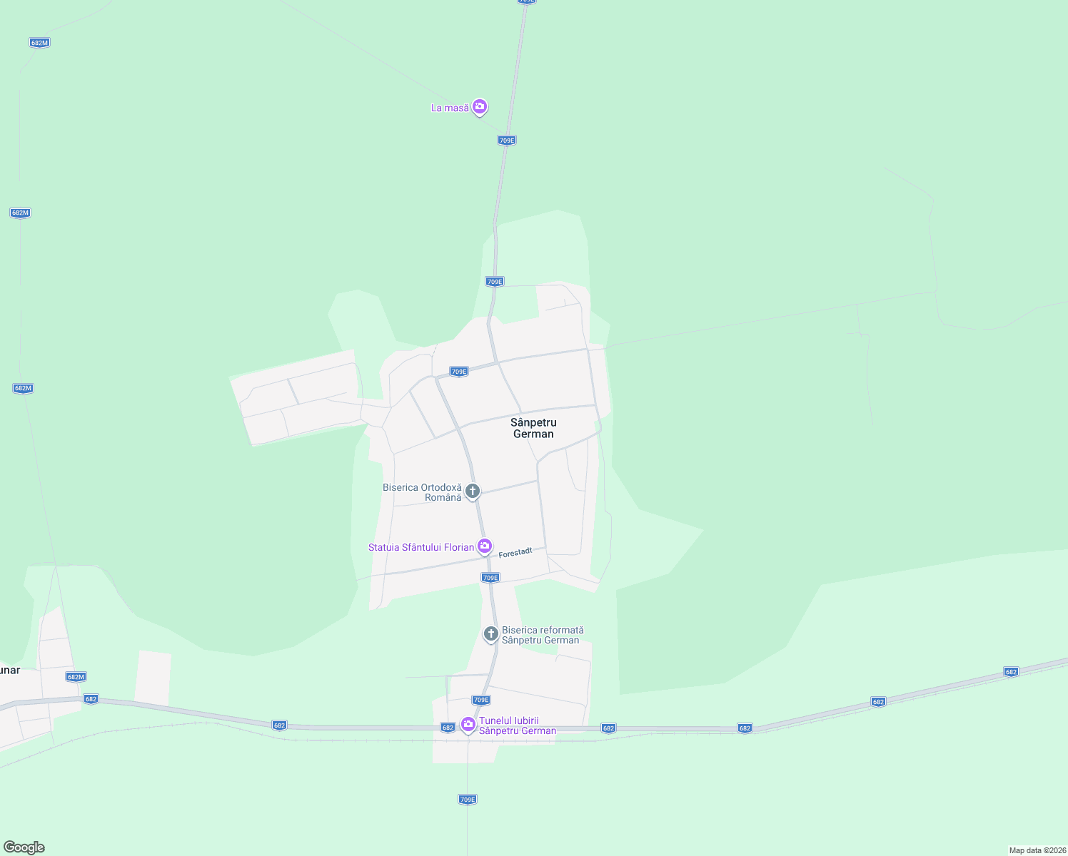 map of restaurants, bars, coffee shops, grocery stores, and more near in Sânpetru German