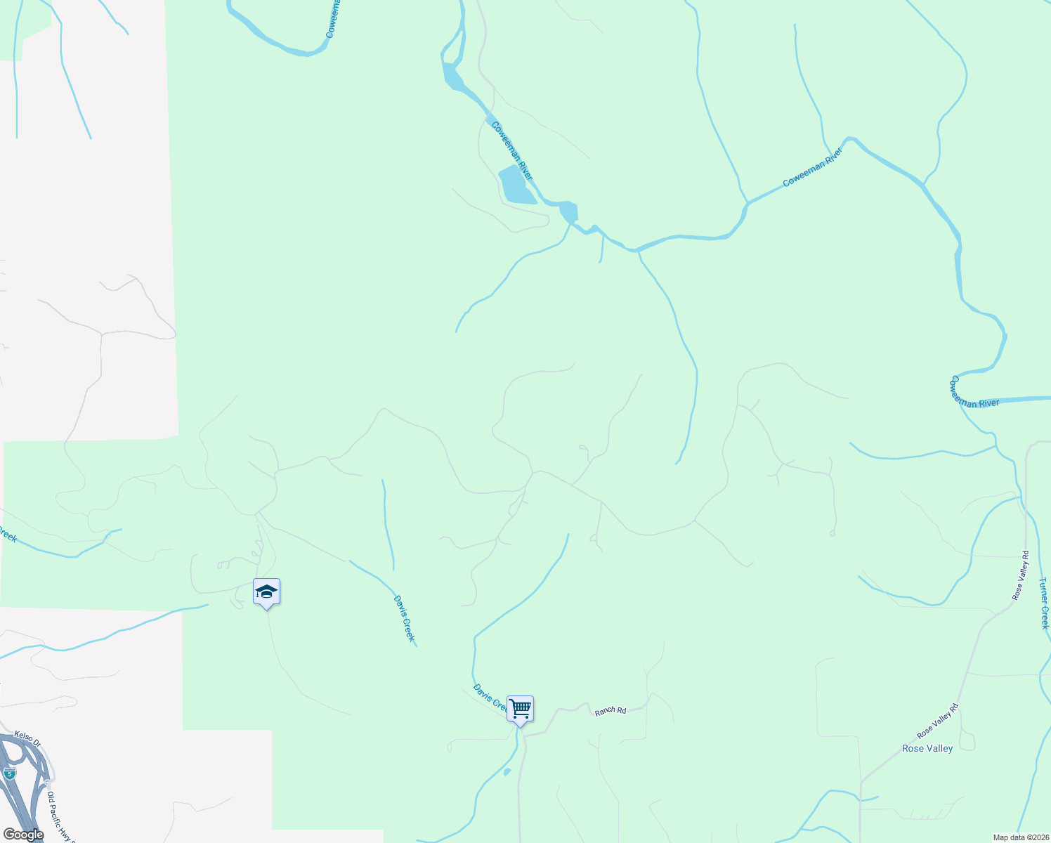 map of restaurants, bars, coffee shops, grocery stores, and more near 212 Meridian Drive in Kelso