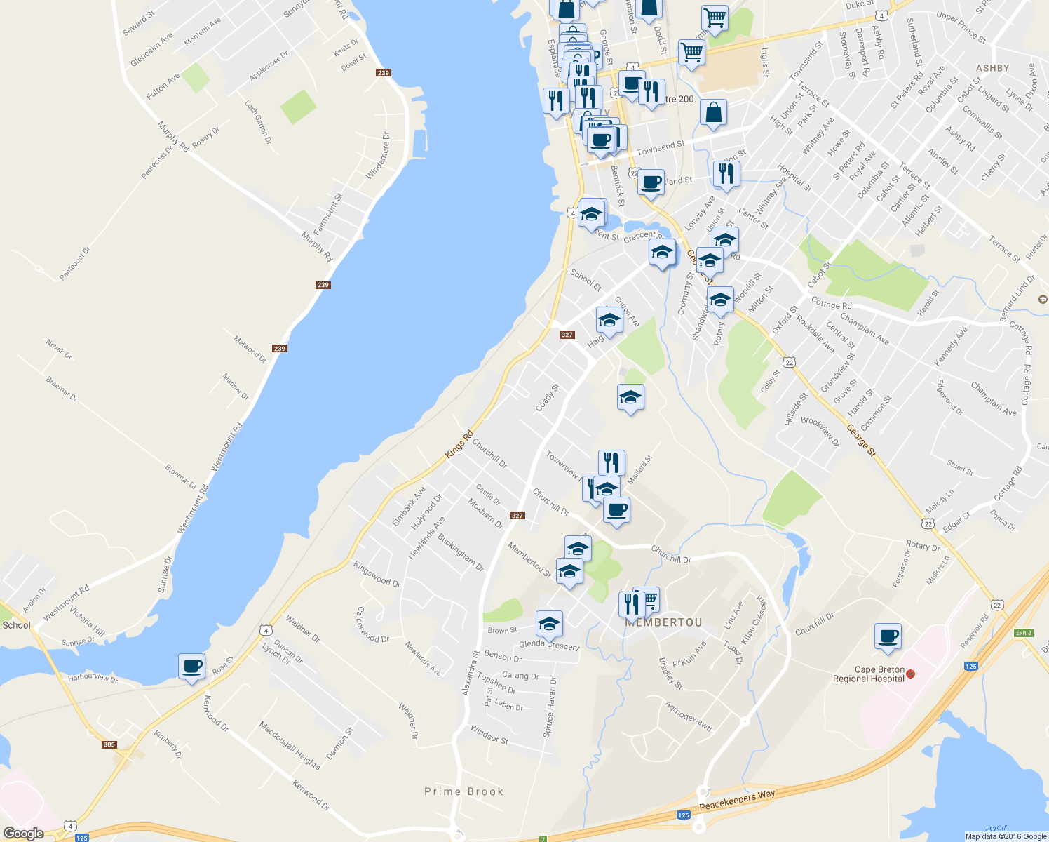 map of restaurants, bars, coffee shops, grocery stores, and more near 42 Thomas Street in Sydney
