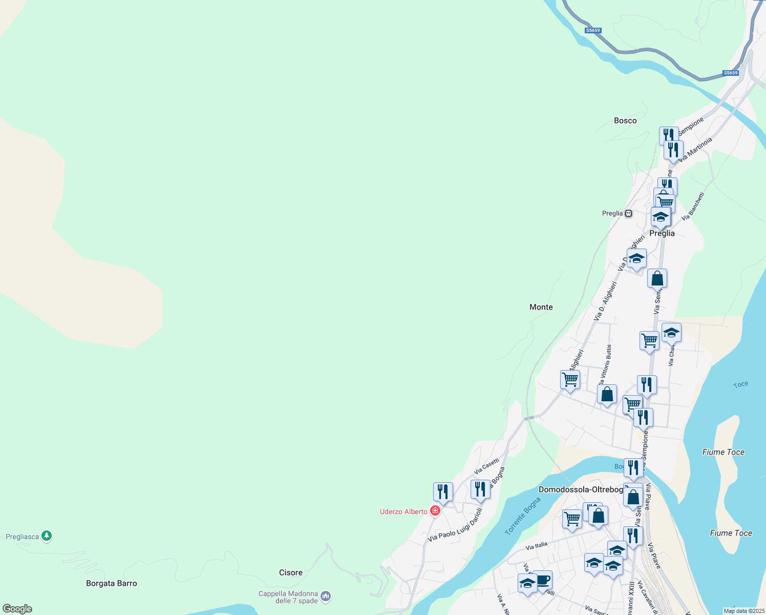 map of restaurants, bars, coffee shops, grocery stores, and more near in Province of Verbano-Cusio-Ossola