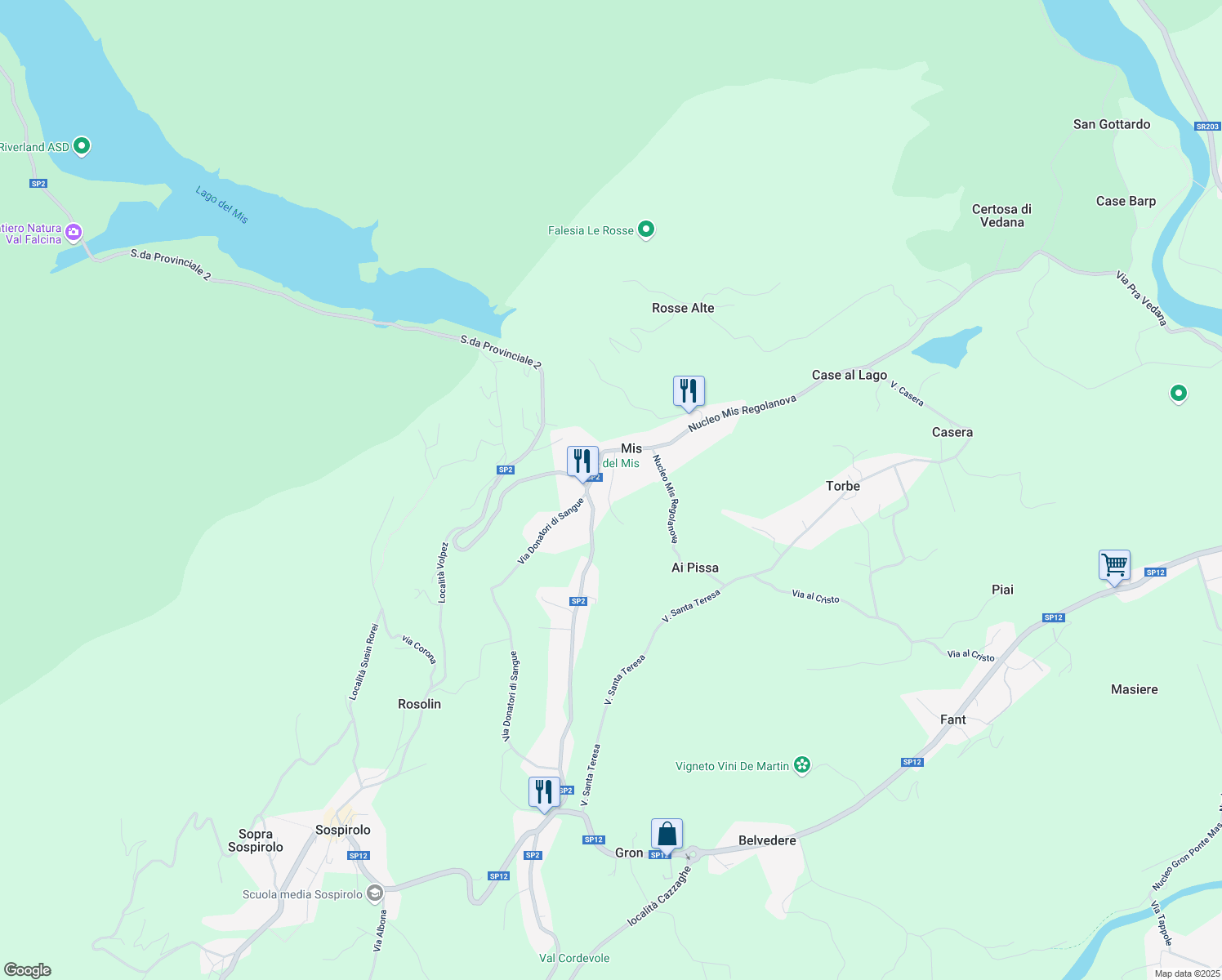 map of restaurants, bars, coffee shops, grocery stores, and more near 125 Nucleo Mis Regolanova in Mis