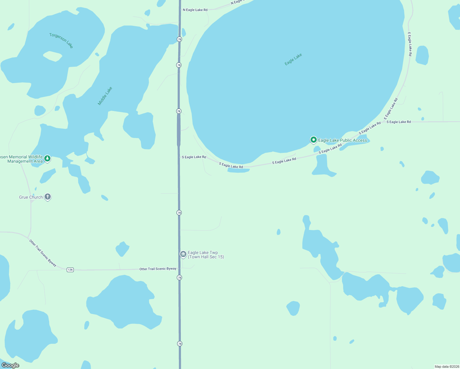 map of restaurants, bars, coffee shops, grocery stores, and more near 37654 South Eagle Lake Road in Battle Lake