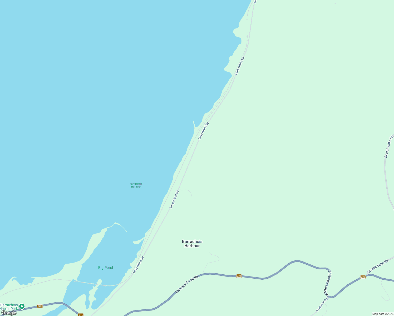 map of restaurants, bars, coffee shops, grocery stores, and more near 3381 Long Island Road in Barrachois