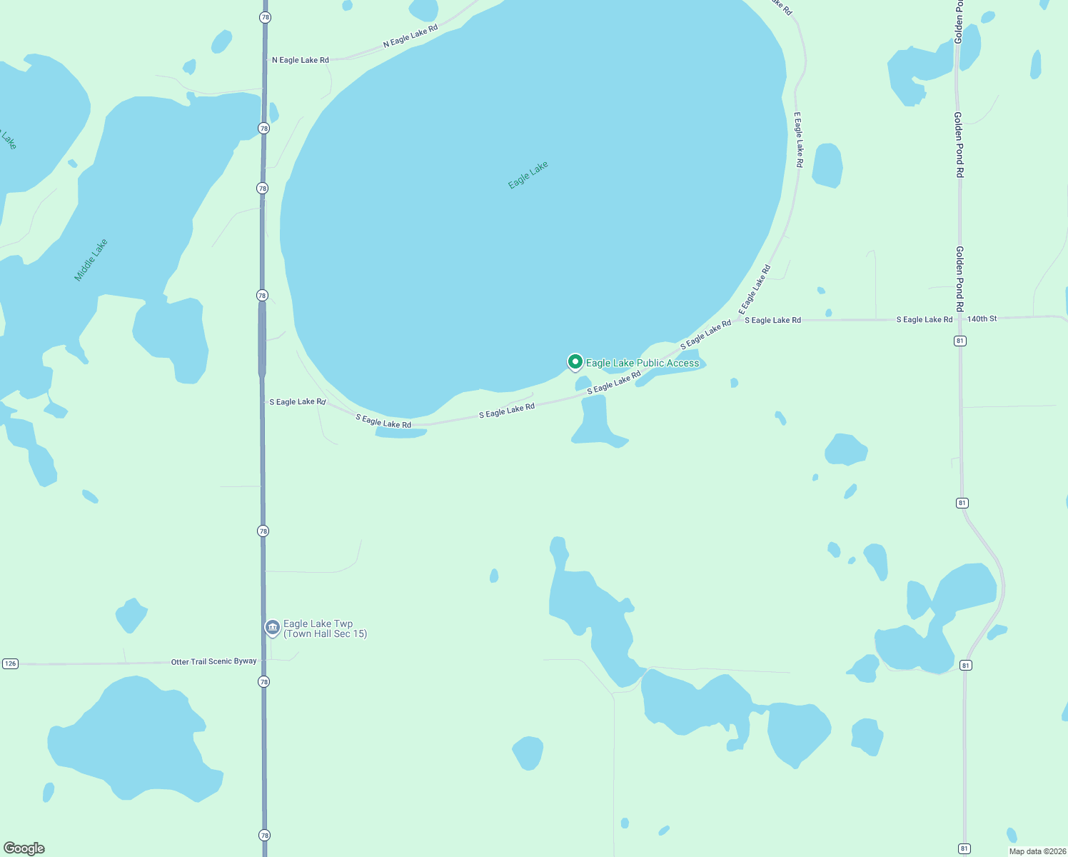 map of restaurants, bars, coffee shops, grocery stores, and more near 38274 South Eagle Lake Road in Battle Lake