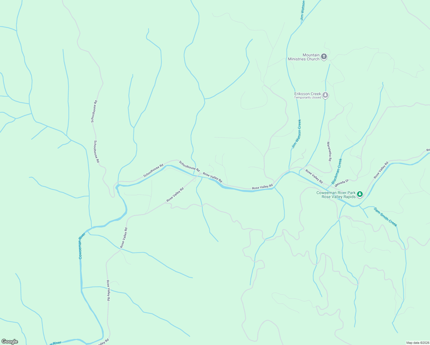 map of restaurants, bars, coffee shops, grocery stores, and more near 5404 Rose Valley Road in Kelso