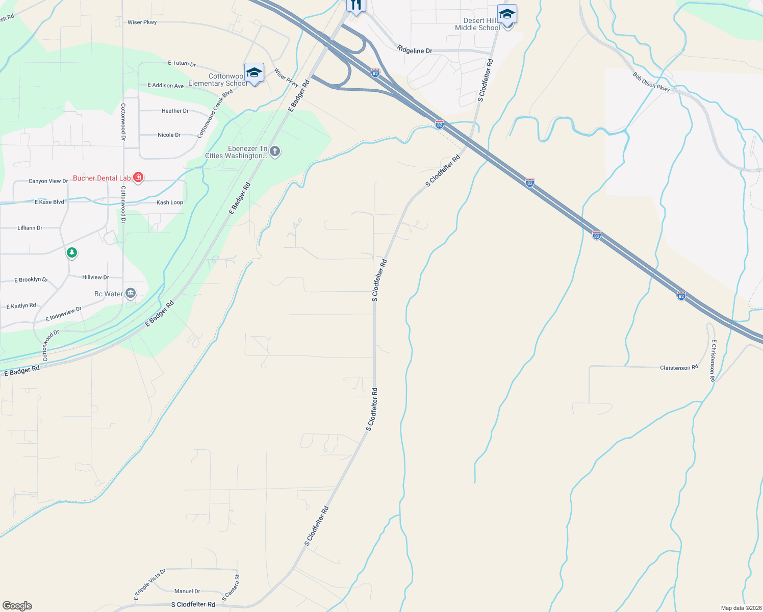 map of restaurants, bars, coffee shops, grocery stores, and more near 22109 South Clodfelter Road in Kennewick