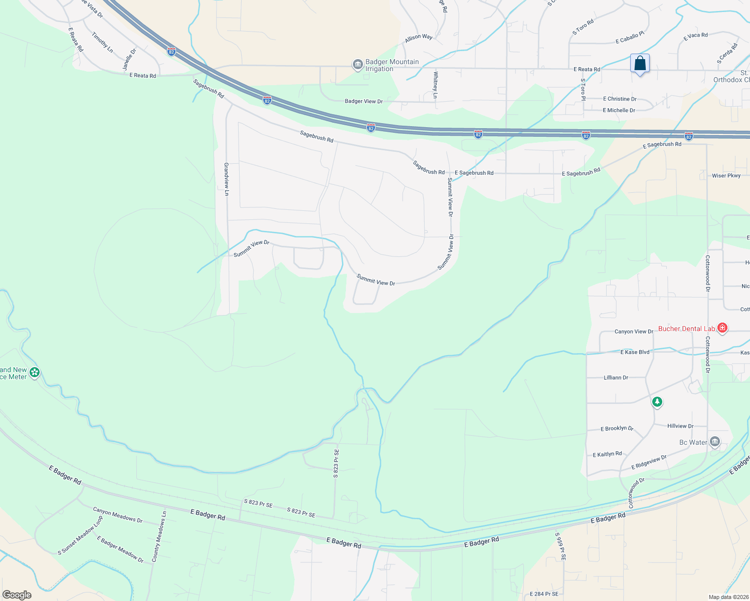 map of restaurants, bars, coffee shops, grocery stores, and more near South Fairview Loop in Kennewick