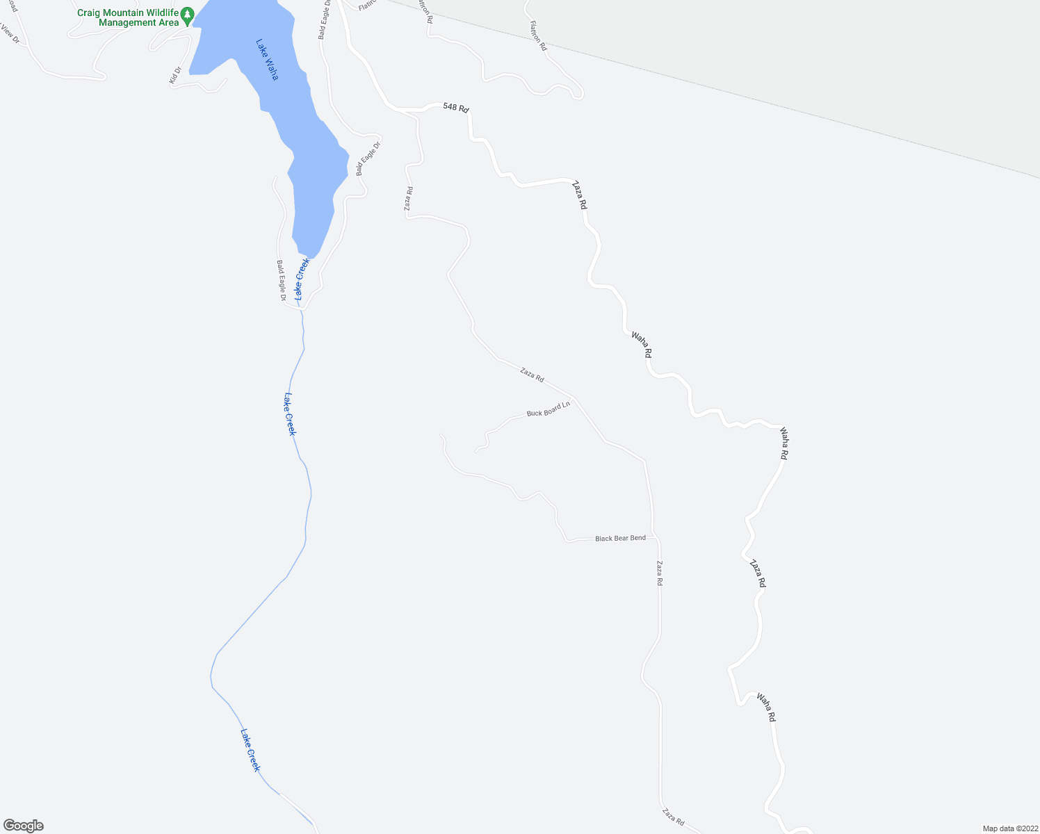 map of restaurants, bars, coffee shops, grocery stores, and more near Buck Board Lane in Nez Perce County