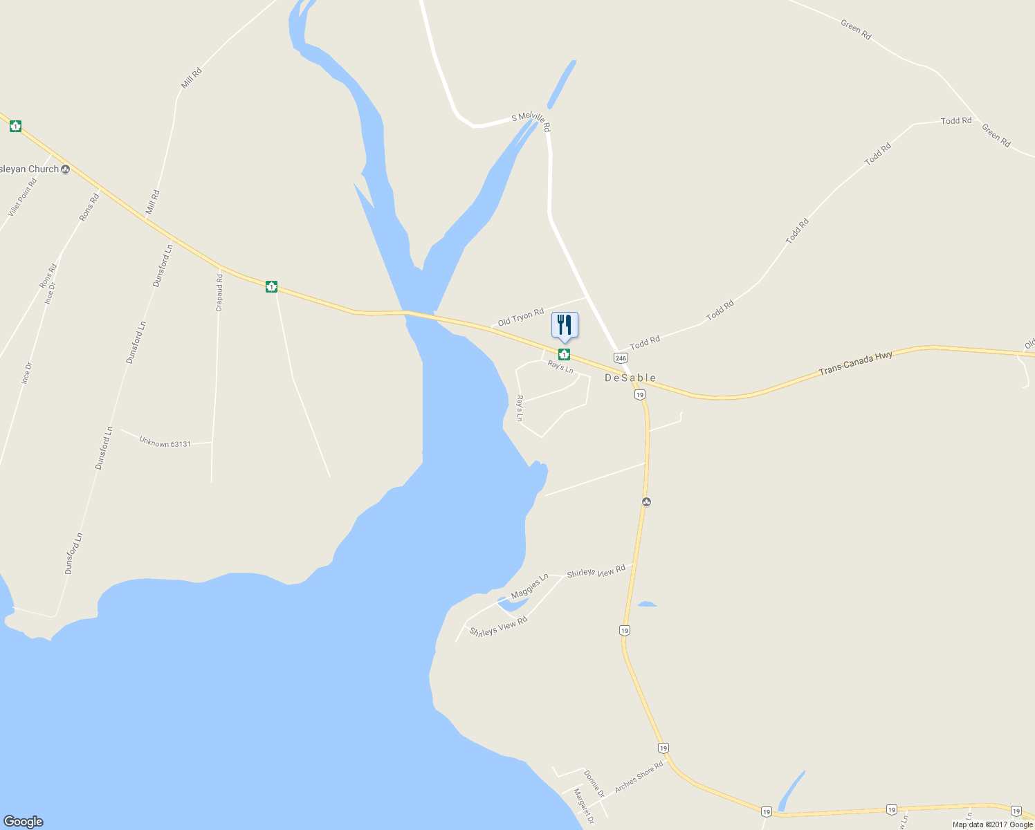 map of restaurants, bars, coffee shops, grocery stores, and more near 66 Ray's Lane in Crapaud