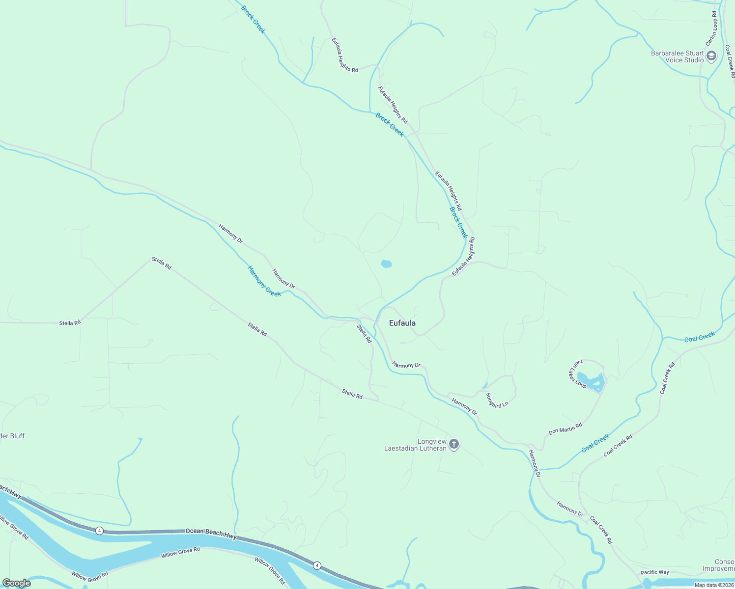 map of restaurants, bars, coffee shops, grocery stores, and more near 124 Haryu Road in Longview