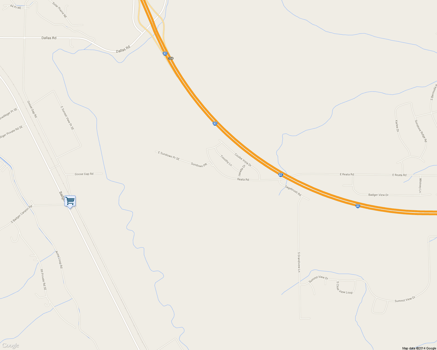 map of restaurants, bars, coffee shops, grocery stores, and more near 76203 Reata Road in Kennewick