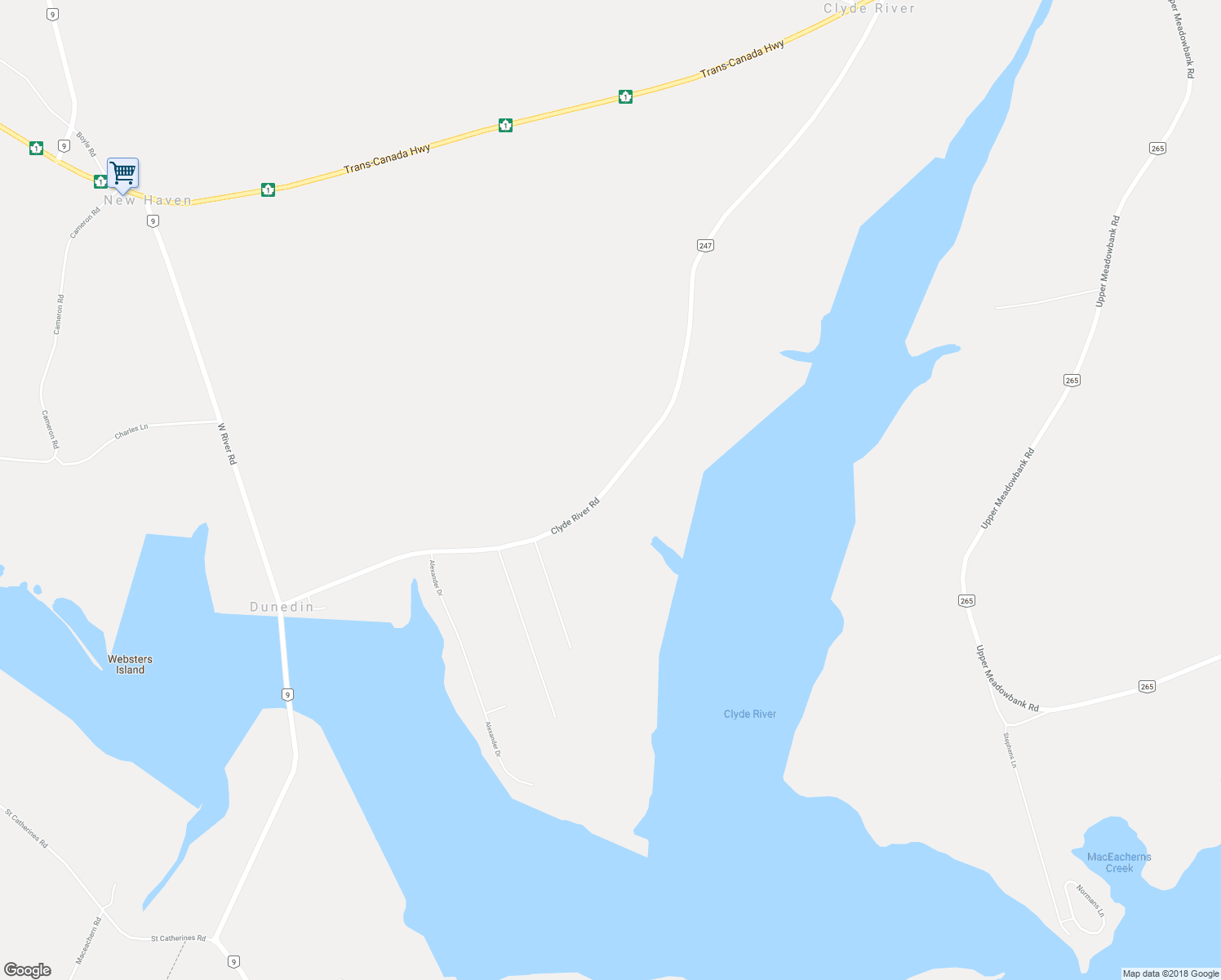 map of restaurants, bars, coffee shops, grocery stores, and more near 288 Clyde River Road in Clyde River