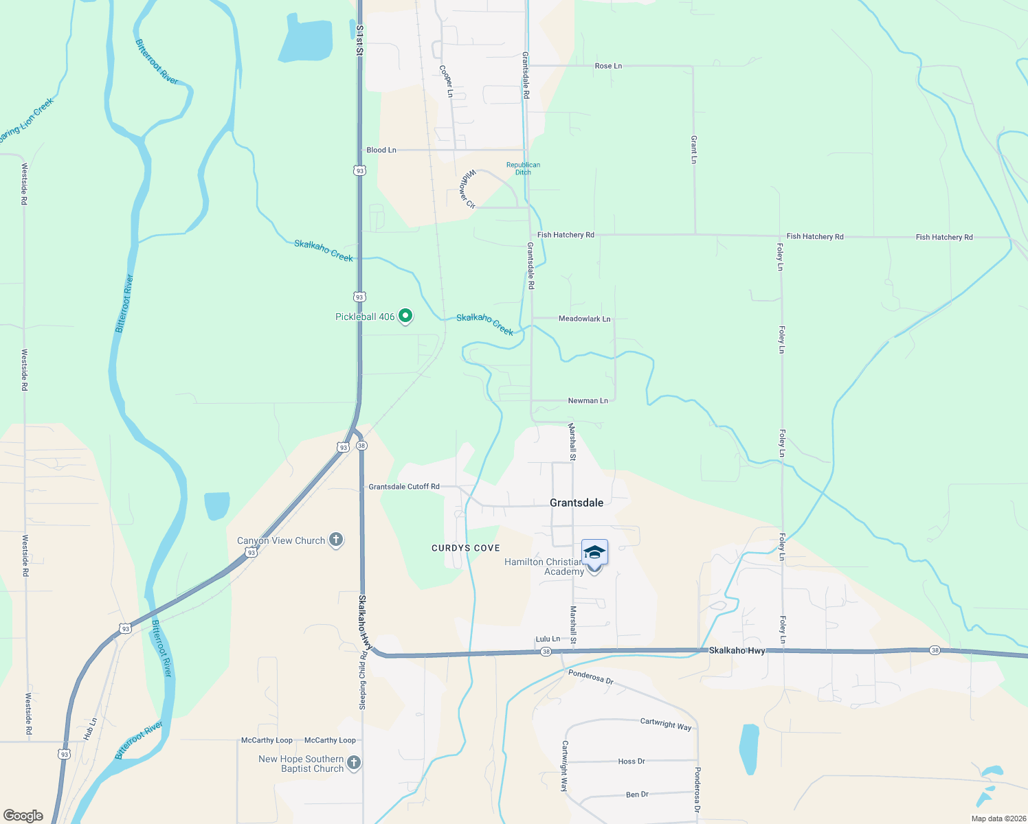 map of restaurants, bars, coffee shops, grocery stores, and more near 659 Grantsdale Road in Hamilton