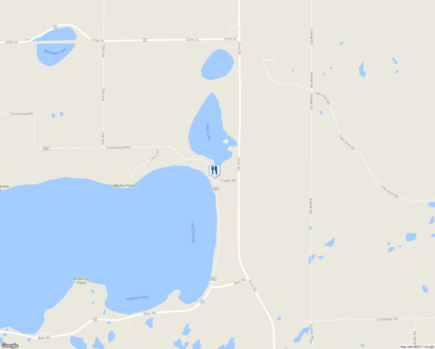 map of restaurants, bars, coffee shops, grocery stores, and more near 7832 Copper Road in Cushing