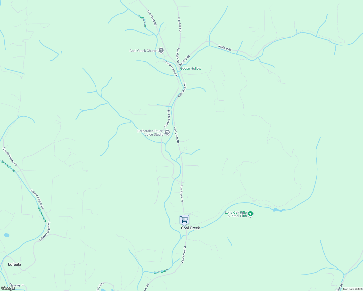 map of restaurants, bars, coffee shops, grocery stores, and more near 1304 Coal Creek Road in Longview