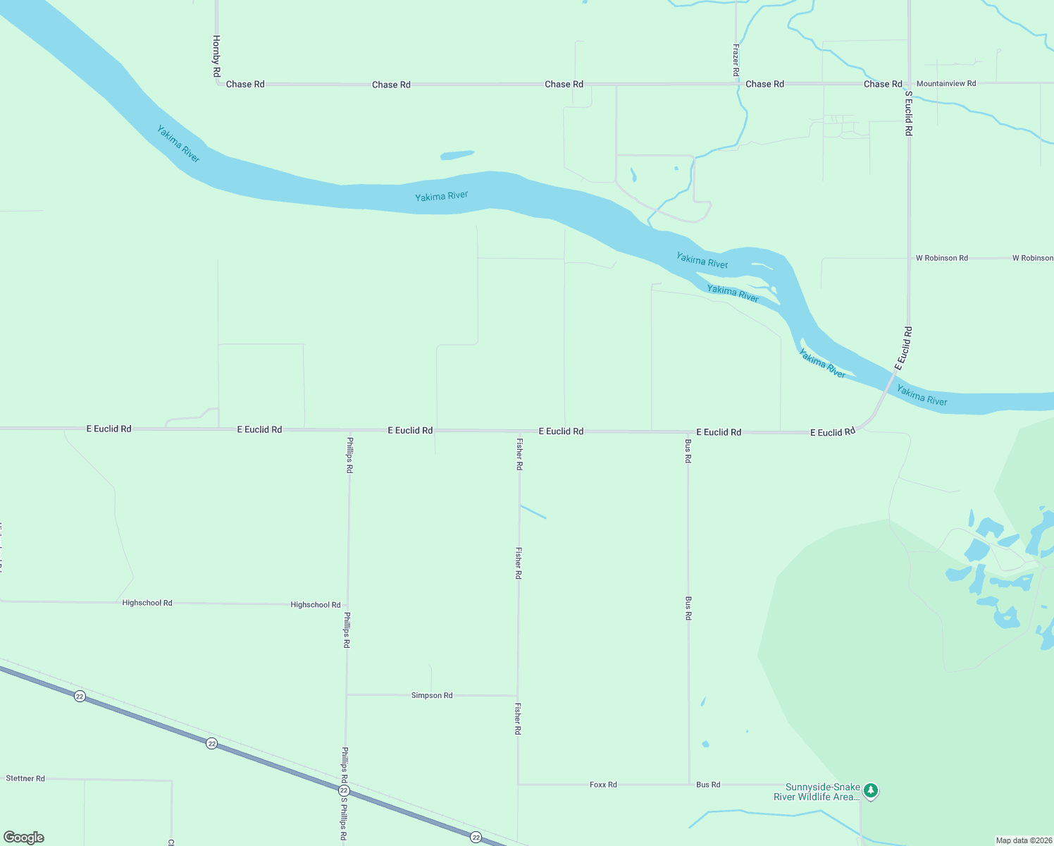 map of restaurants, bars, coffee shops, grocery stores, and more near 4020 E Euclid Rd in Mabton