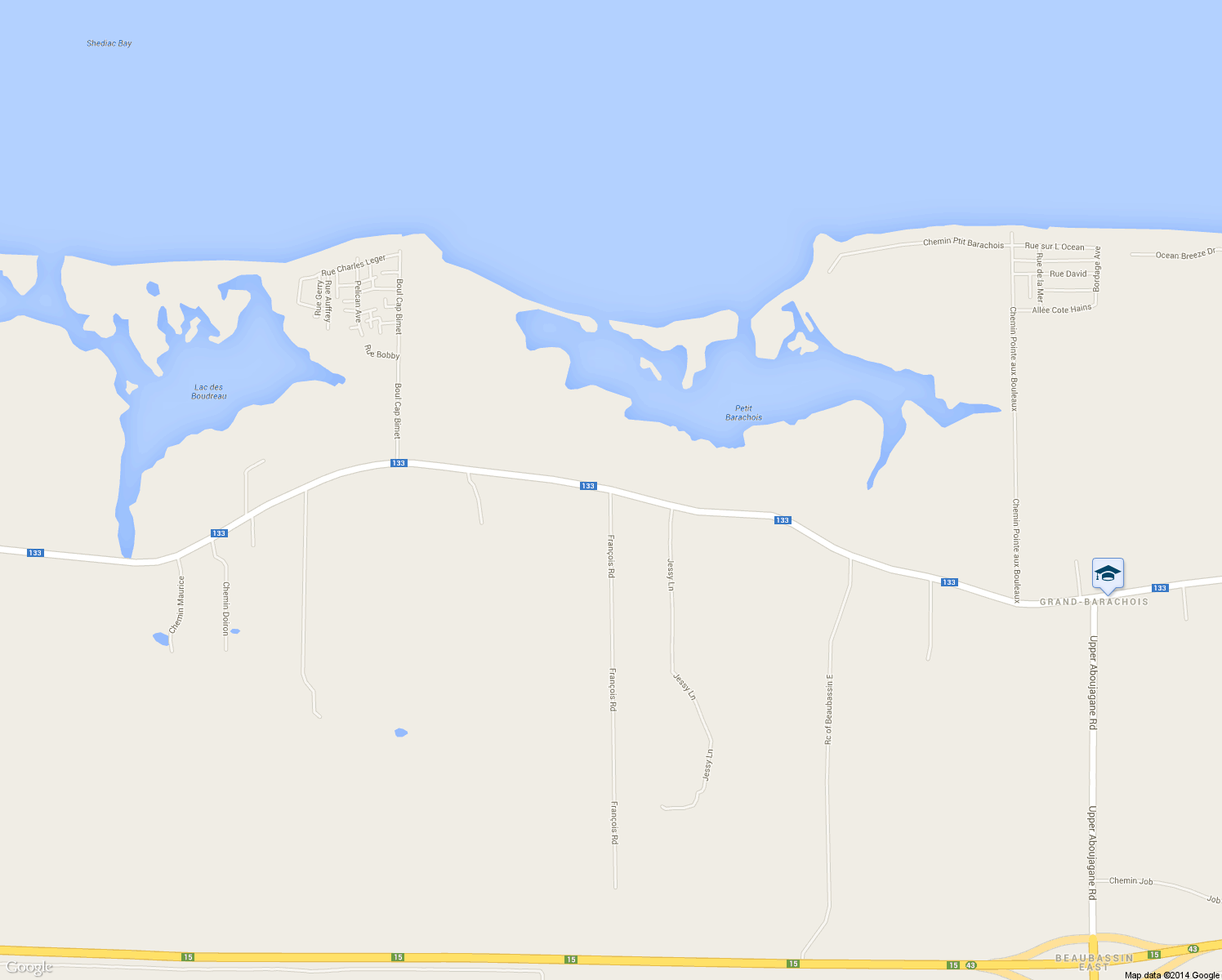 map of restaurants, bars, coffee shops, grocery stores, and more near 16 François Road in Beaubassin East