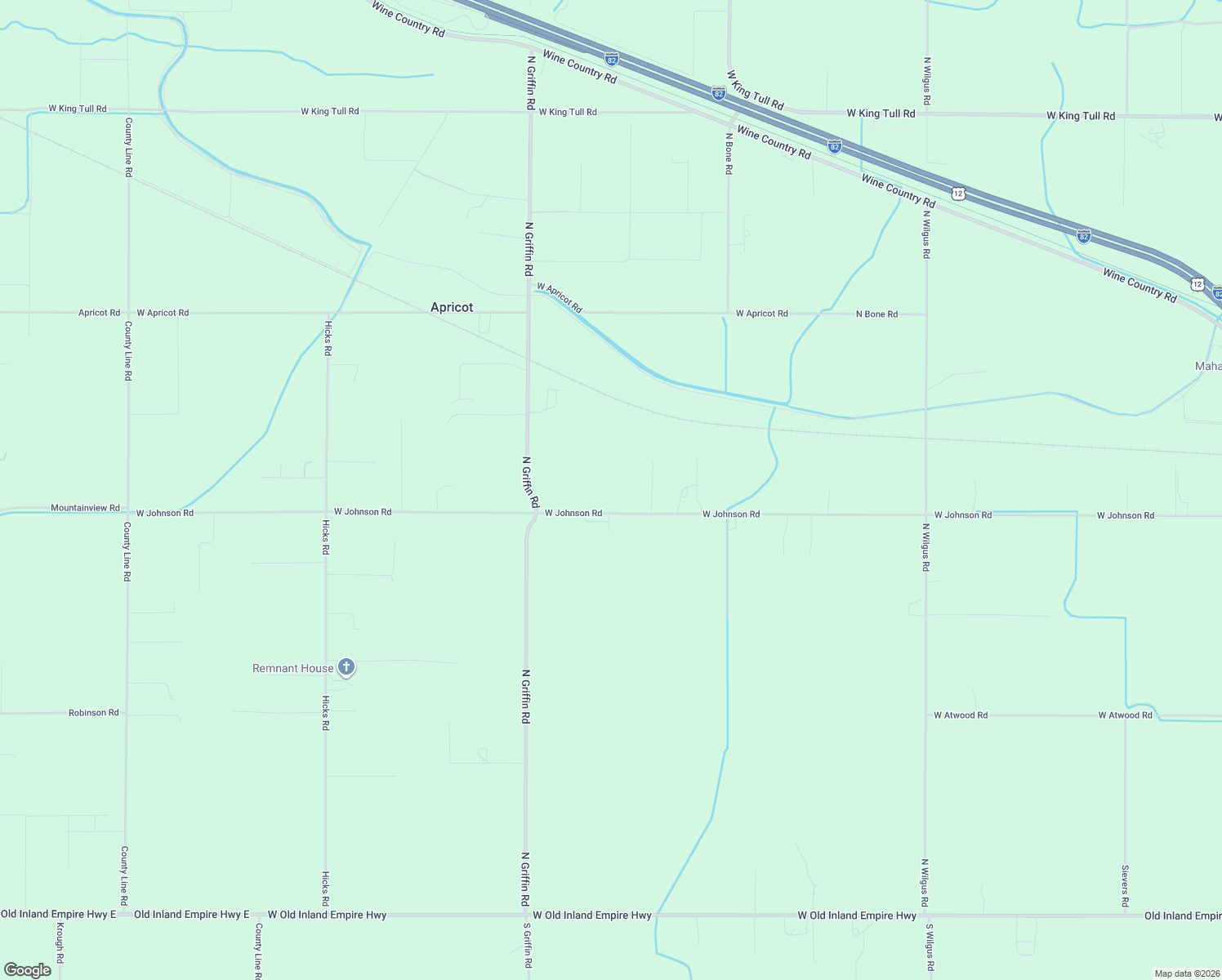 map of restaurants, bars, coffee shops, grocery stores, and more near 168802 West Johnson Road in Prosser