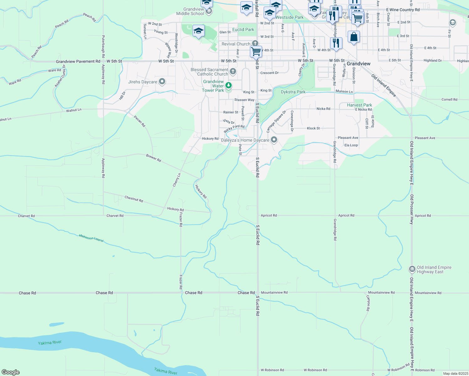 map of restaurants, bars, coffee shops, grocery stores, and more near 261 Sand Hill Rd in Grandview