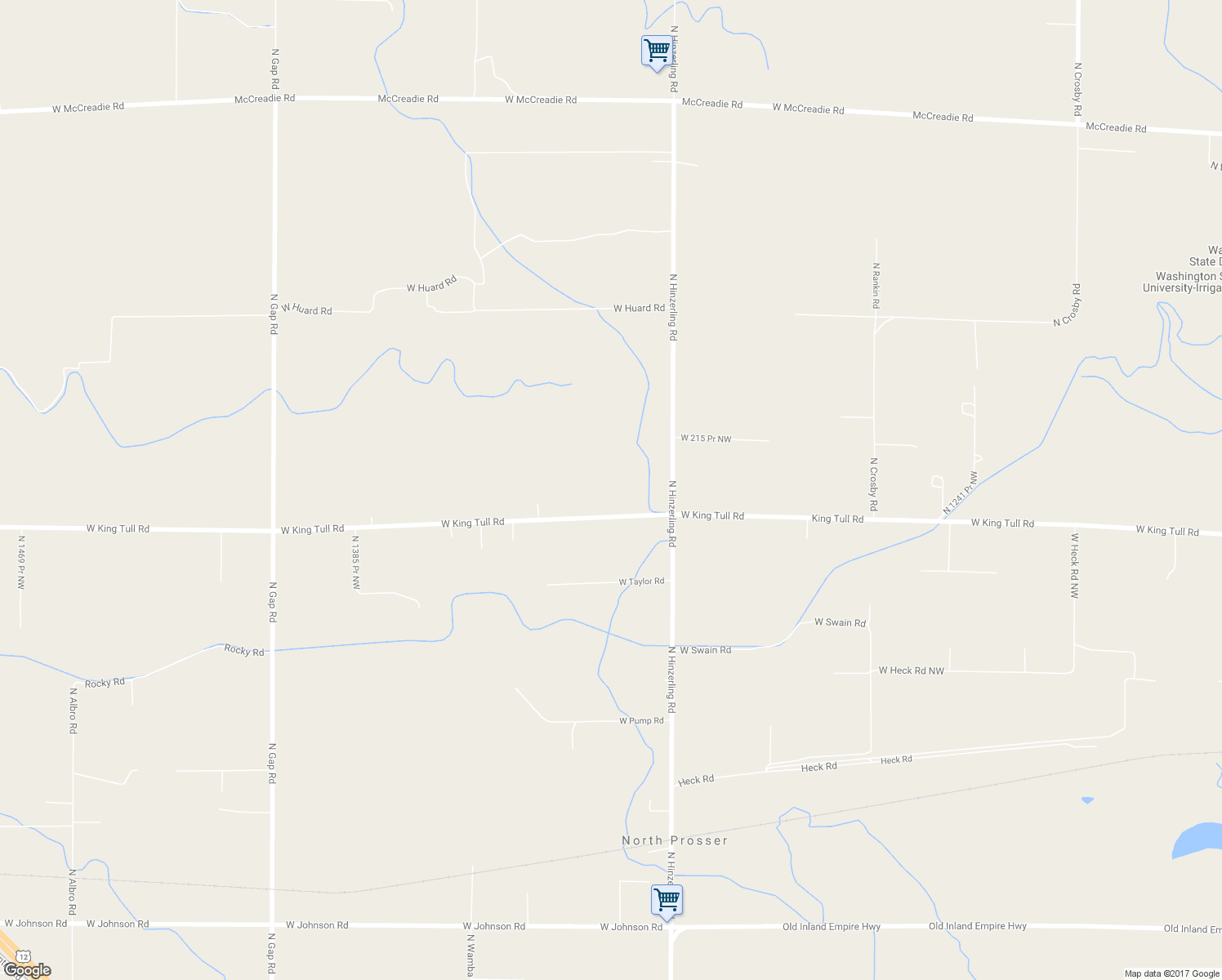 map of restaurants, bars, coffee shops, grocery stores, and more near 131108 West King Tull Road in Prosser