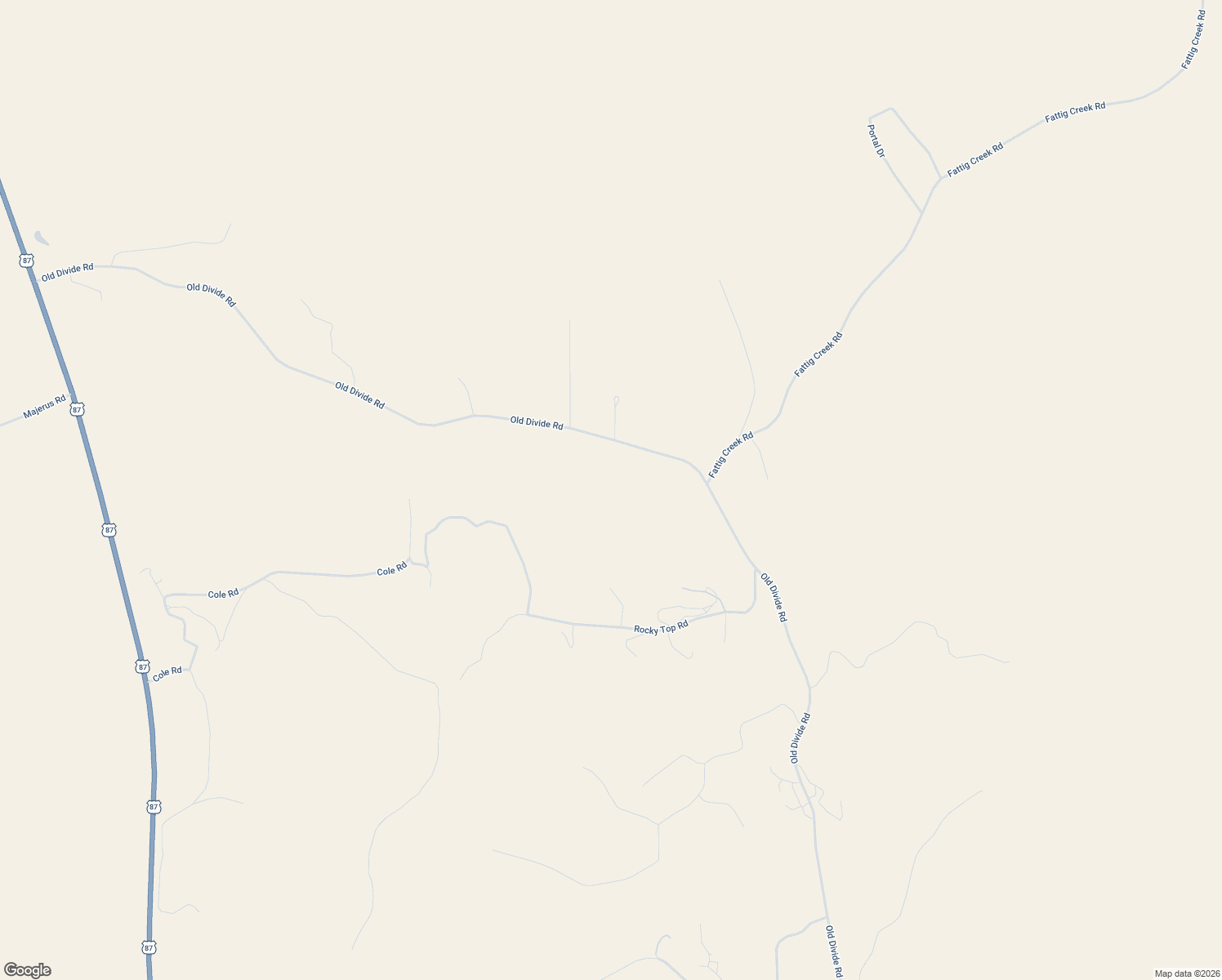 map of restaurants, bars, coffee shops, grocery stores, and more near 168 Old Divide Road in Roundup