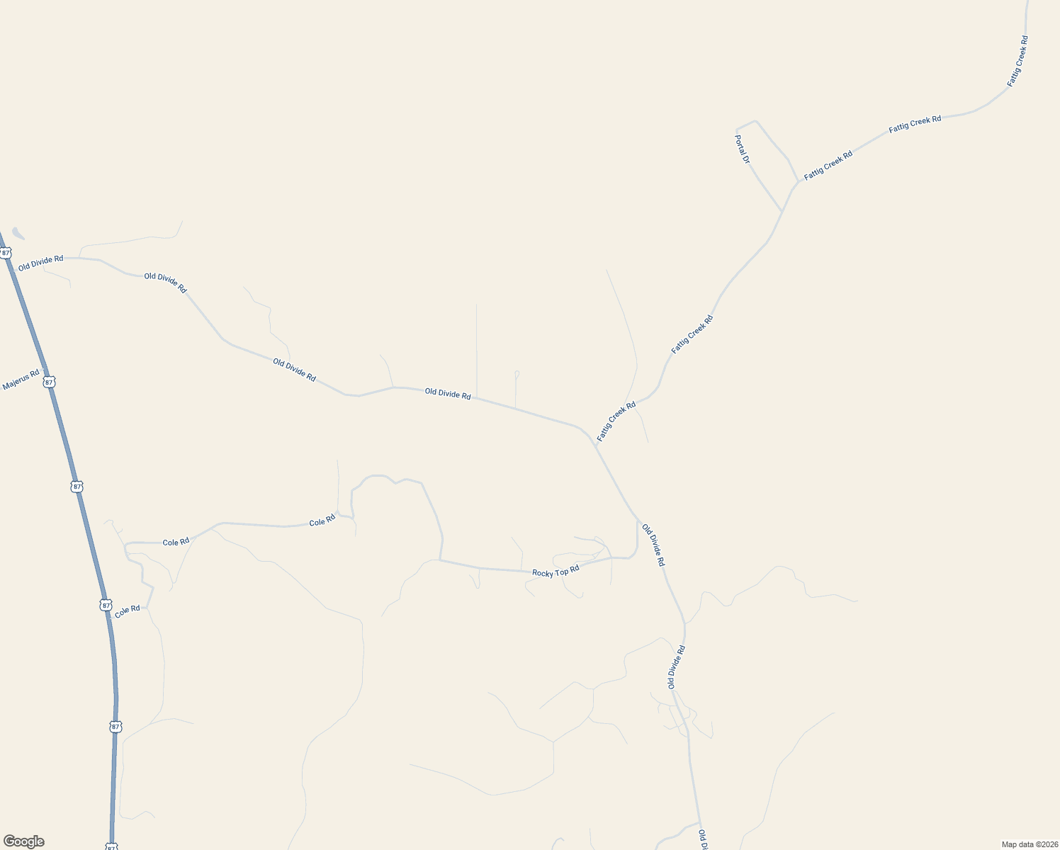 map of restaurants, bars, coffee shops, grocery stores, and more near 168 Old Divide Road in Roundup