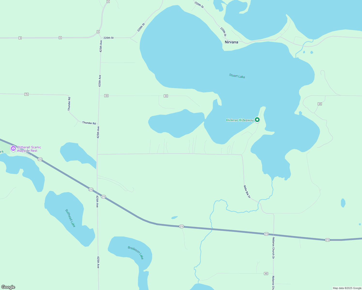 map of restaurants, bars, coffee shops, grocery stores, and more near 43233 210th Street in Clitherall